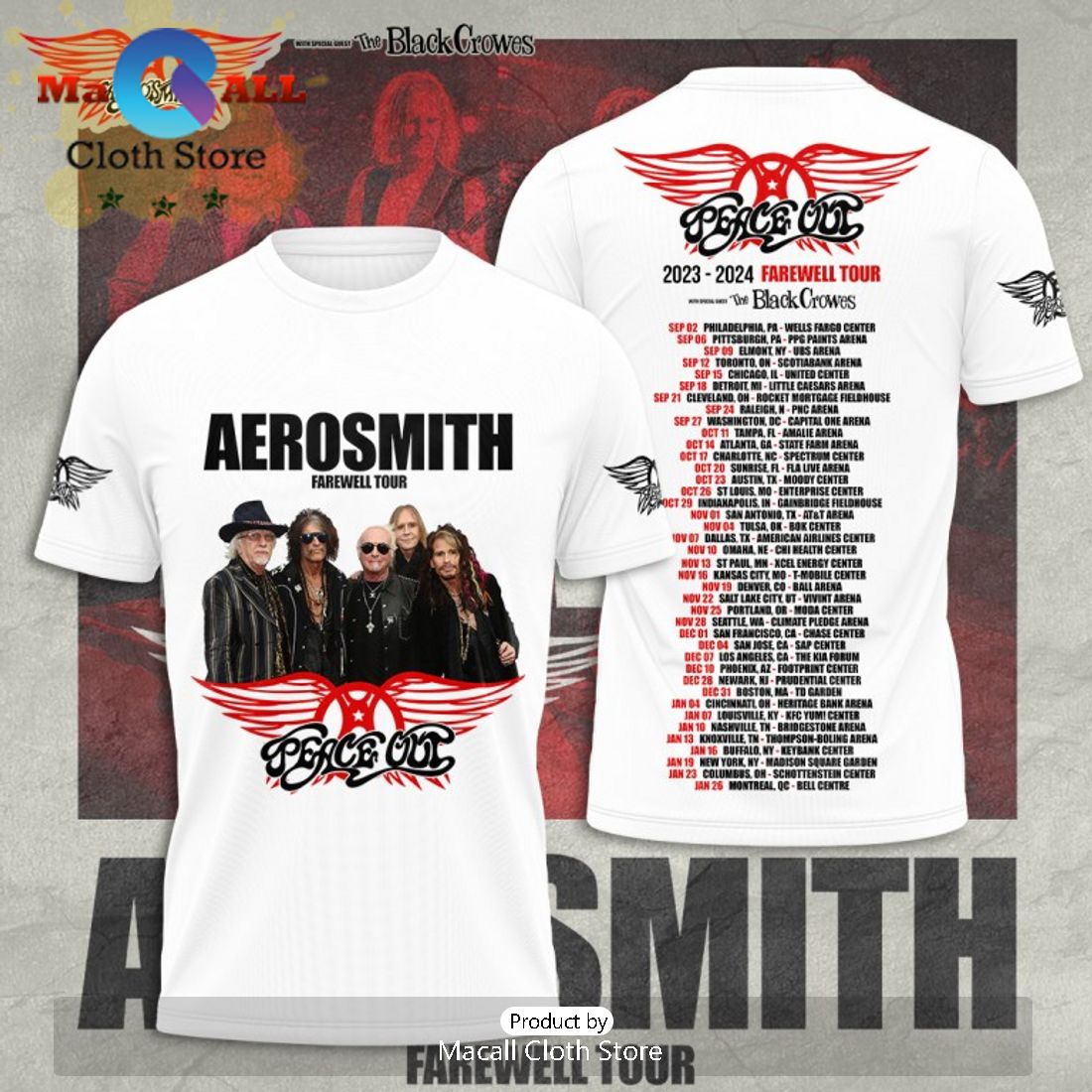 Aerosmith Peace Out White 3D Apparel Hoodie
