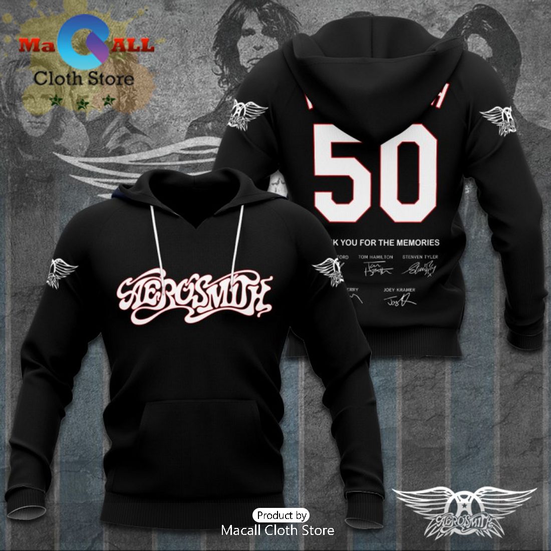 Aerosmith Thank You For The Memories Signatures Hoodie