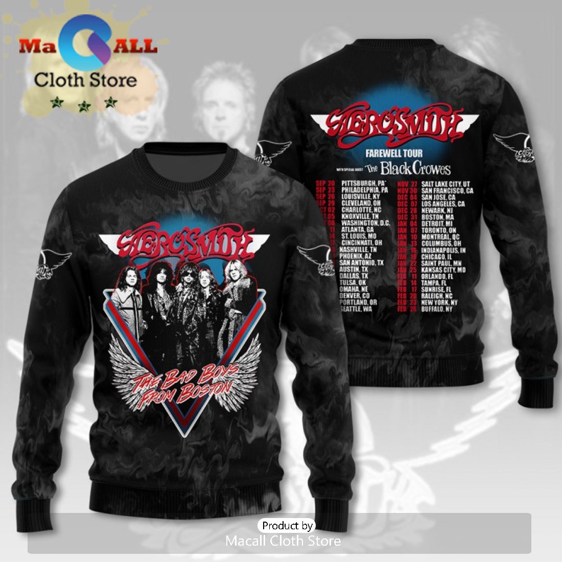 Aerosmith The Bad Boys From Boston Black Hoodie