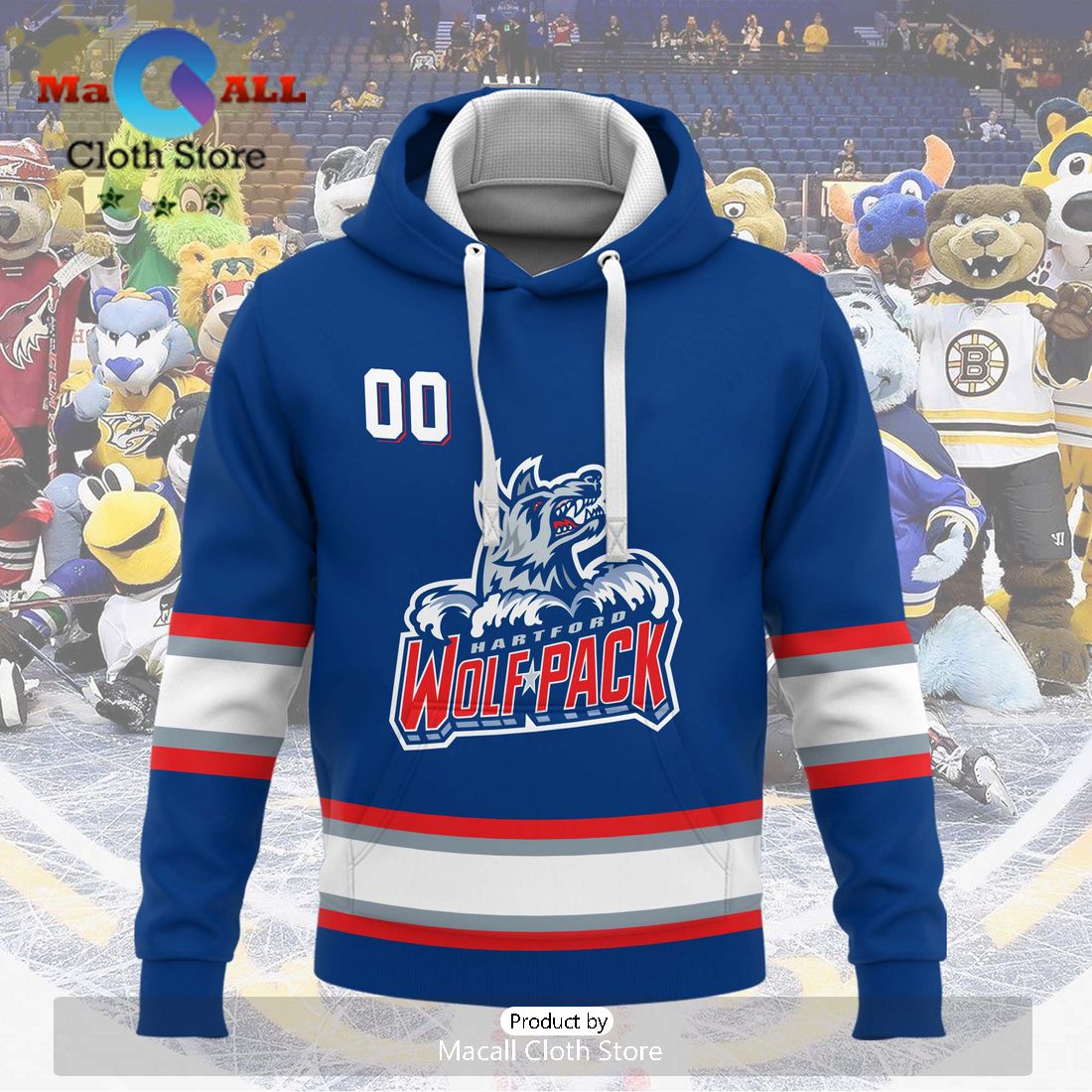 Personalized AHL Hartford Wolf Pack 2024 Navy Hoodie