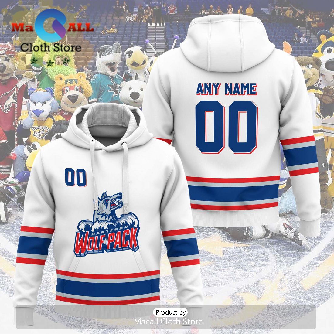 Personalized AHL Hartford Wolf Pack 2024 White Hoodie