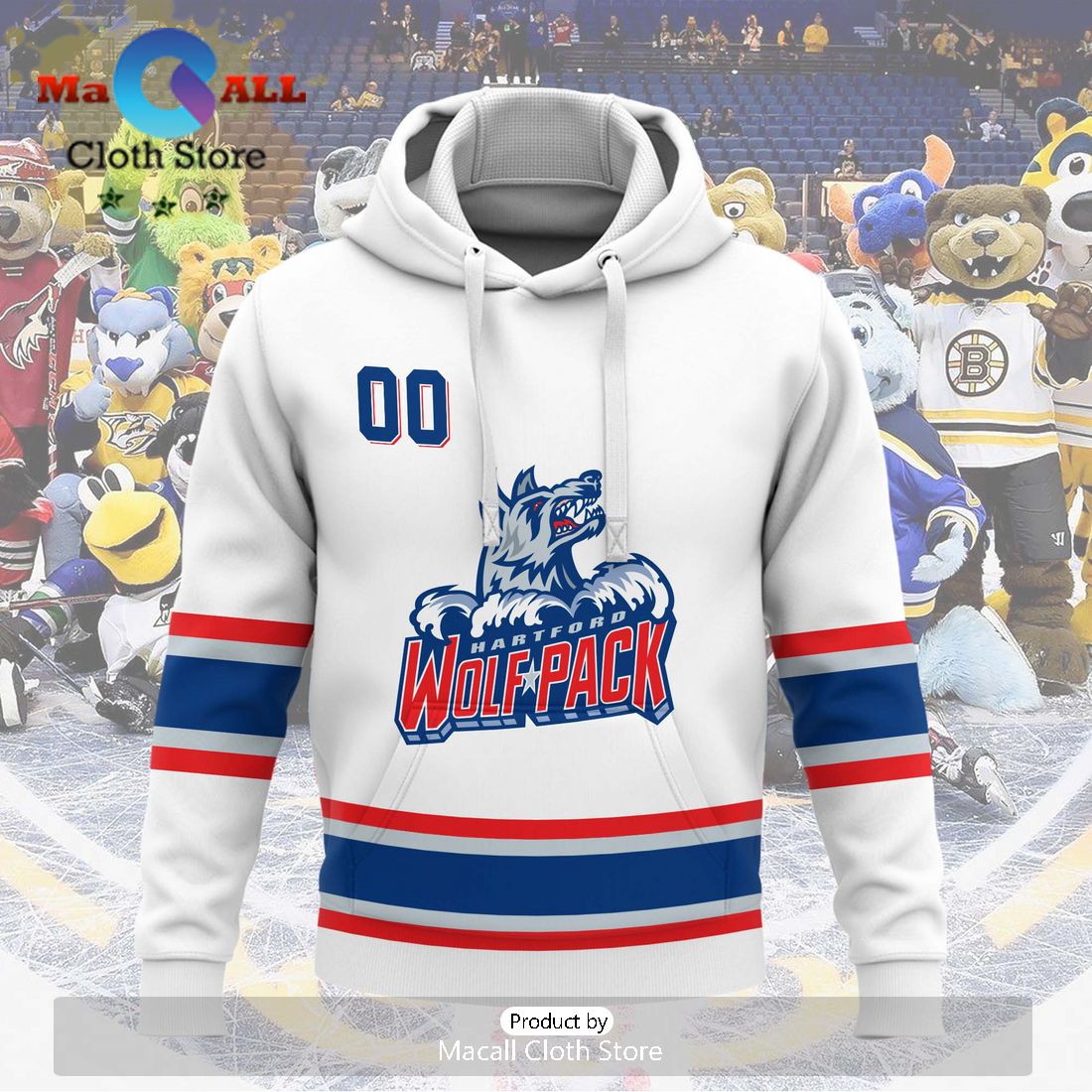 Personalized AHL Hartford Wolf Pack 2024 White Hoodie