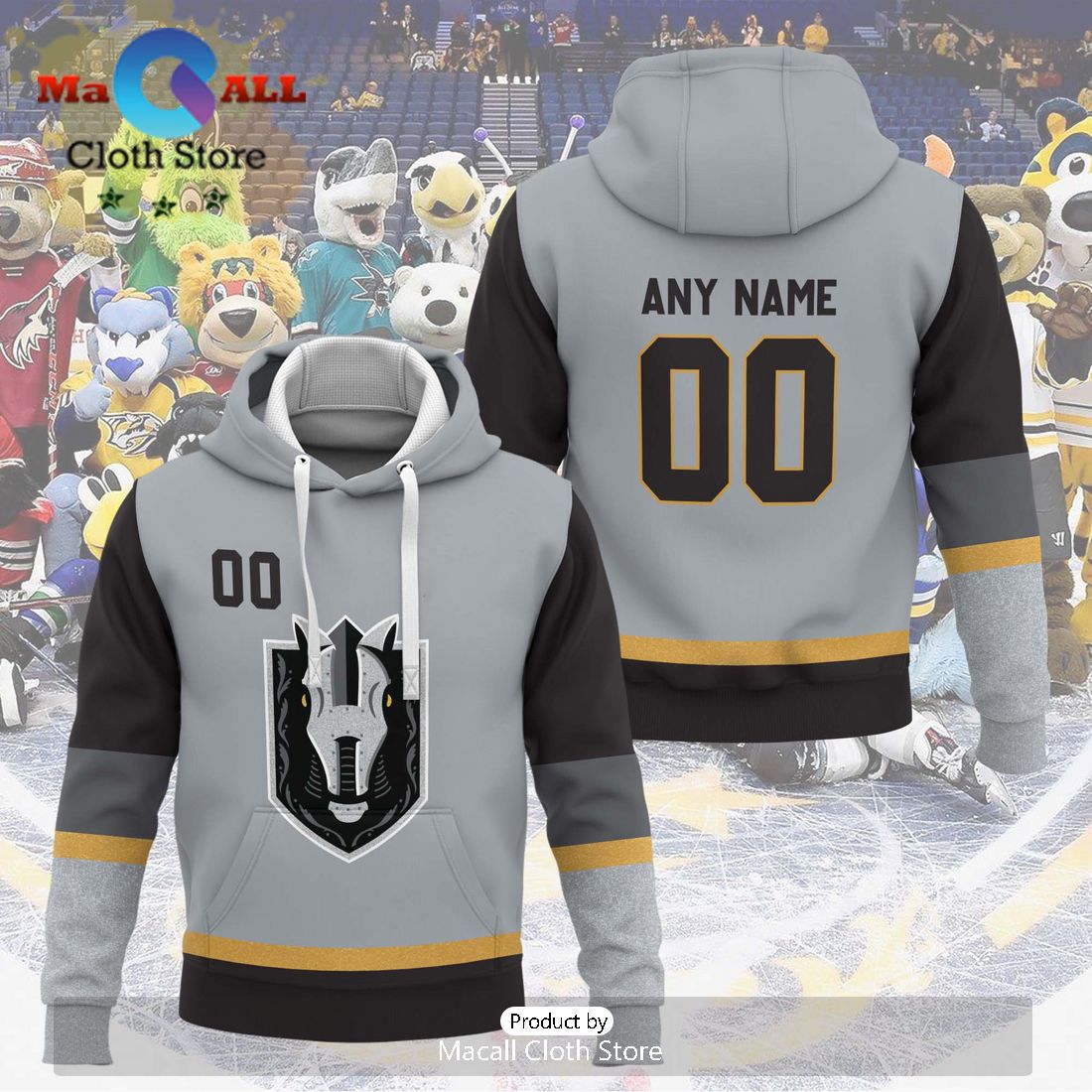 Personalized AHL Henderson Silver Knights 2024 Grey Hoodie
