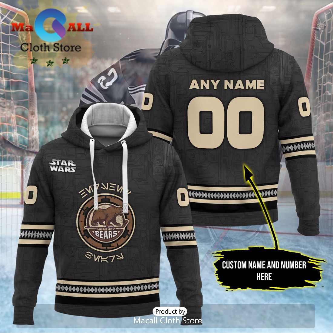 Personalized AHL Hershey Bears 2024 Black Hoodie
