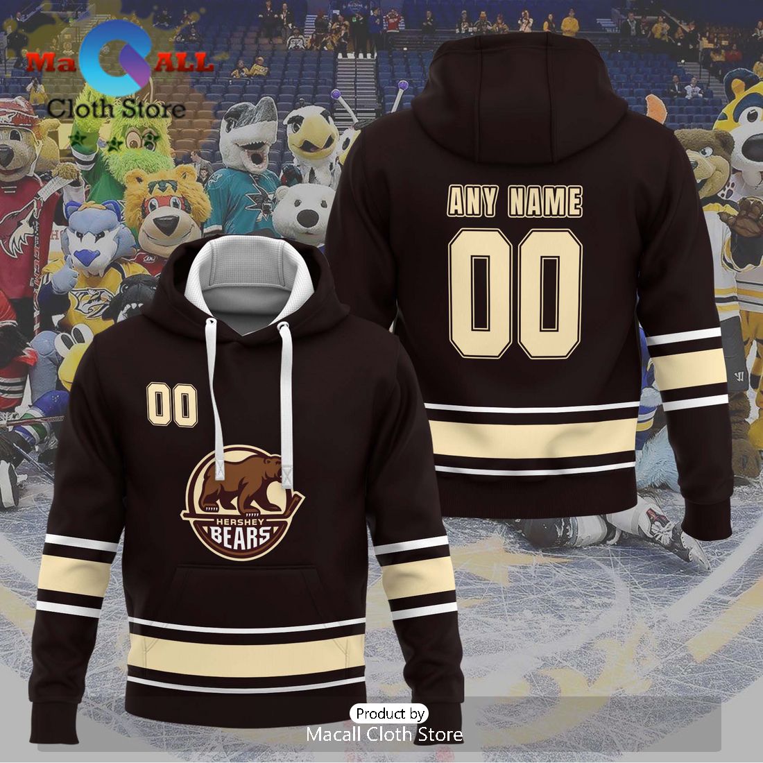 Personalized AHL Hershey Bears 2024 Men’s and Women Hoodie