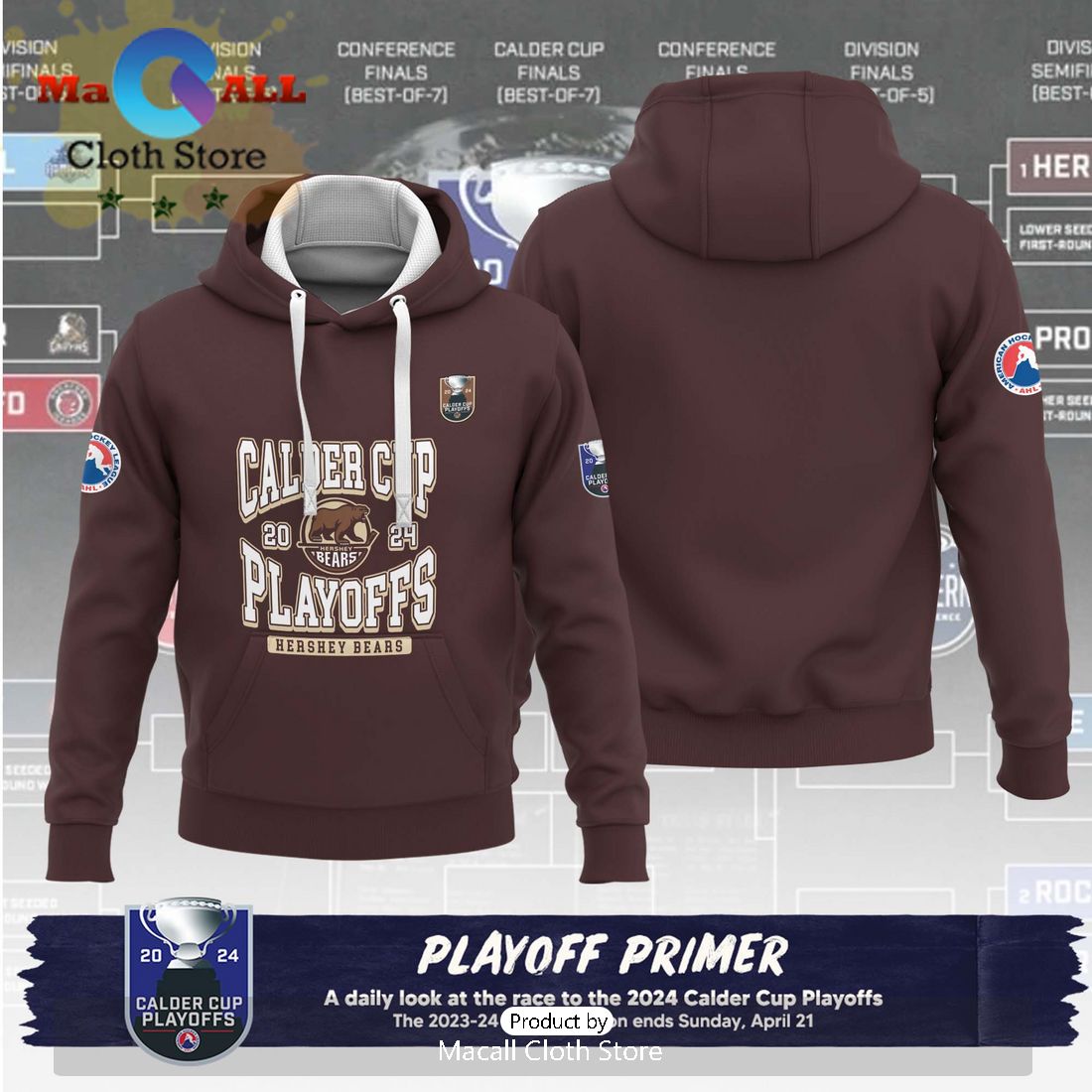 Personalized AHL Hershey Bears 2024 Playoffs Primer Hoodie