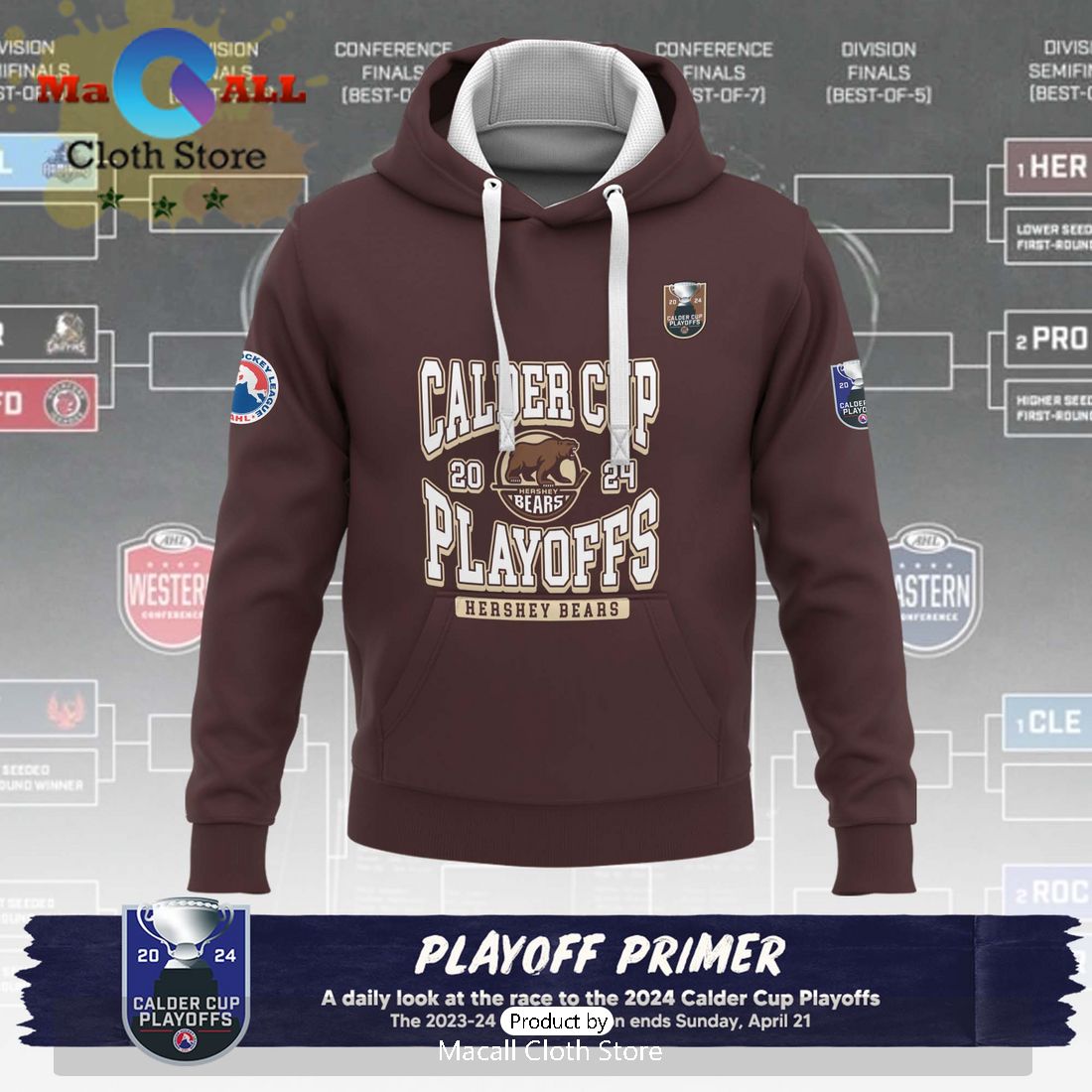 Personalized AHL Hershey Bears 2024 Playoffs Primer Hoodie