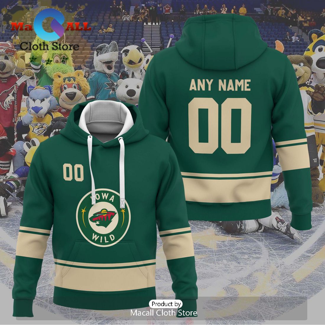 Personalized AHL Iowa Wild 2024 Green Hoodie
