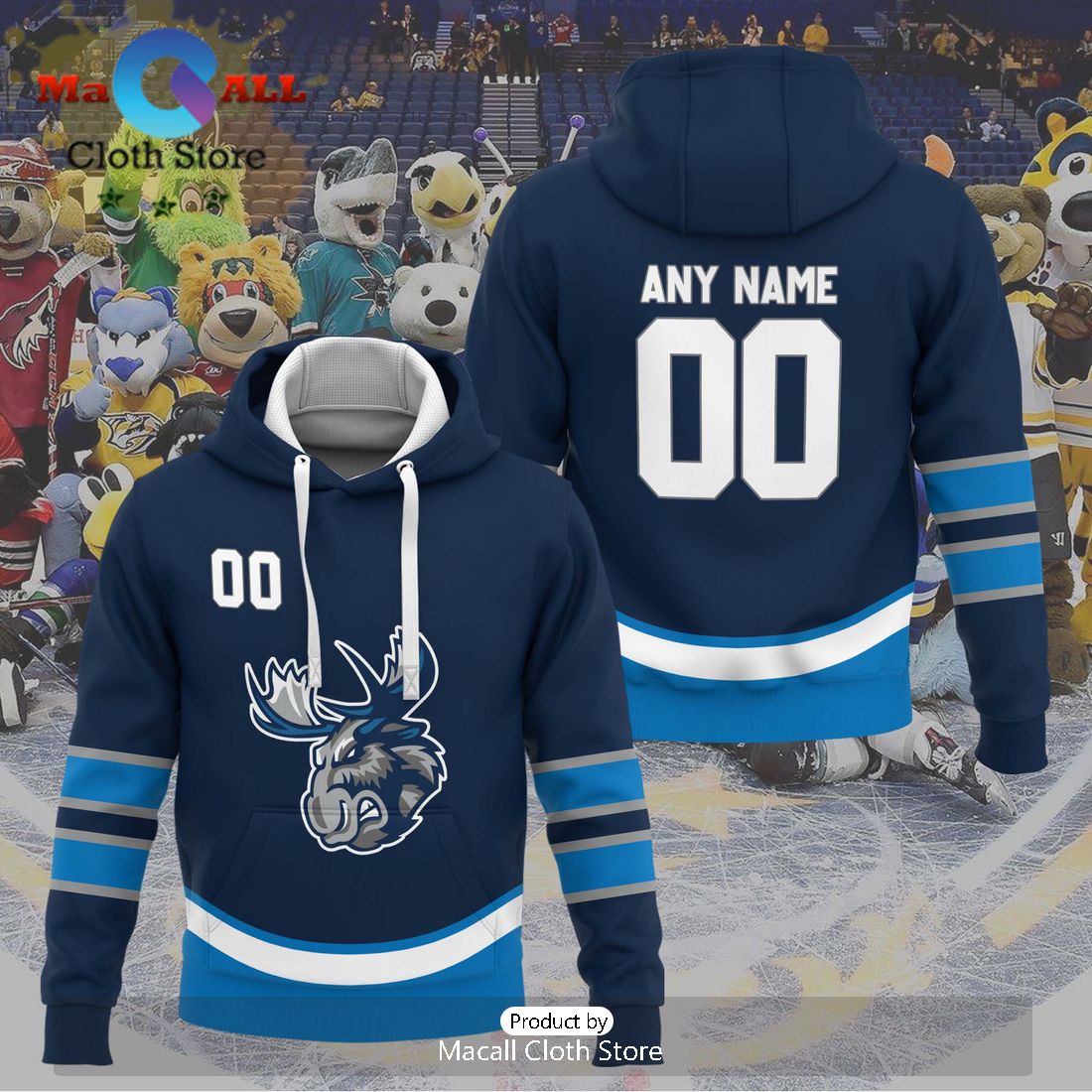 Personalized AHL Manitoba Moose 2024 Navy Hoodie