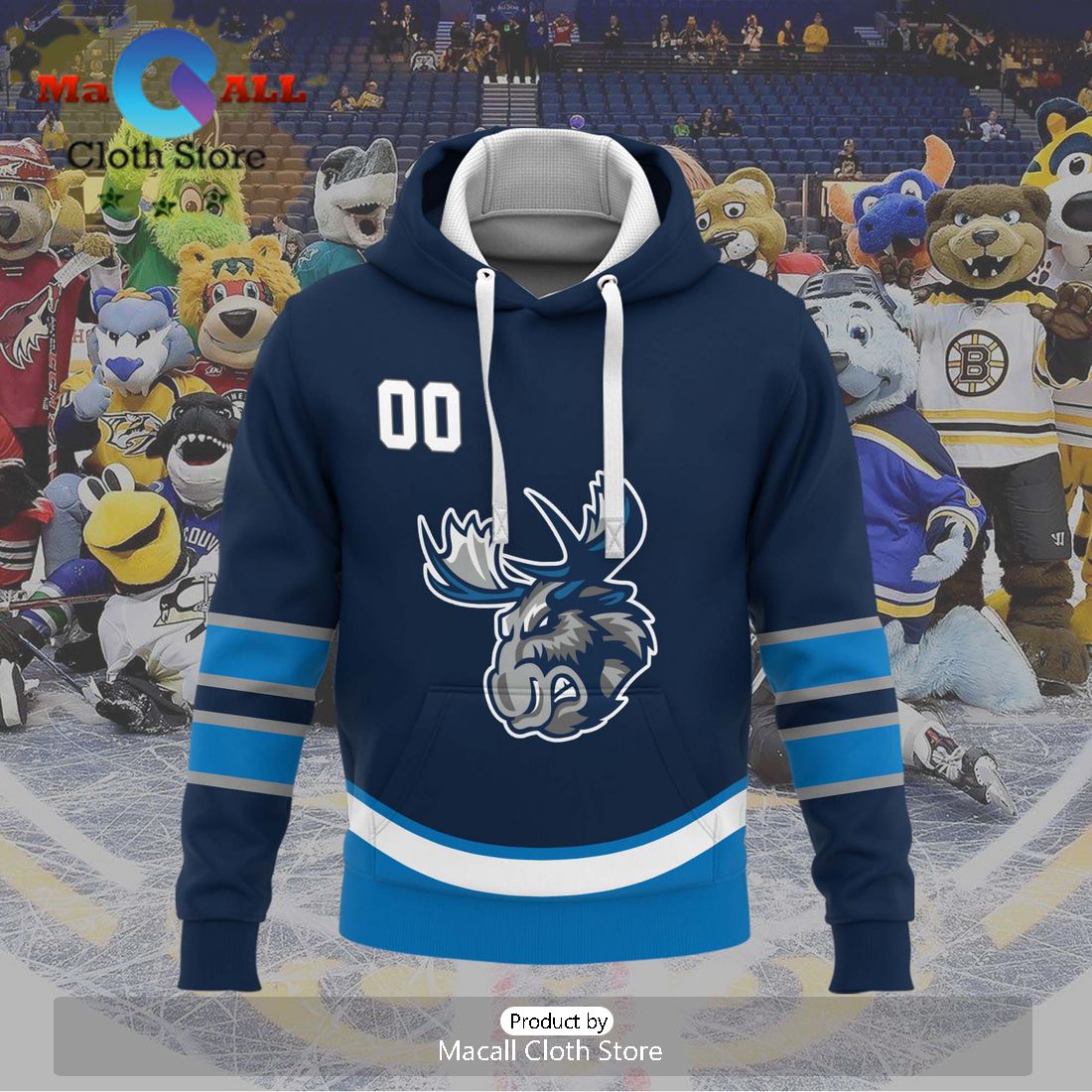 Personalized AHL Manitoba Moose 2024 Navy Hoodie