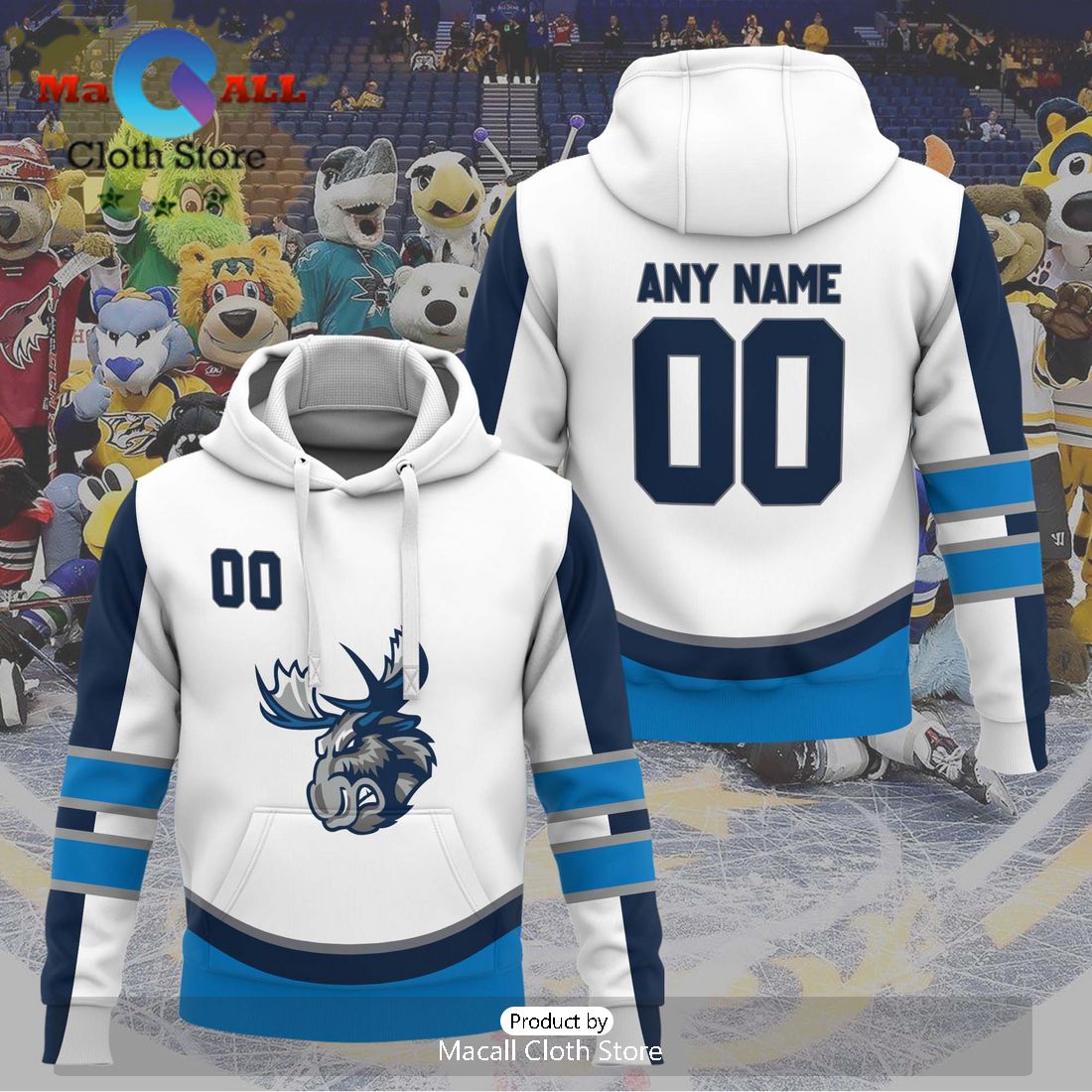 Personalized AHL Manitoba Moose 2024 White Hoodie