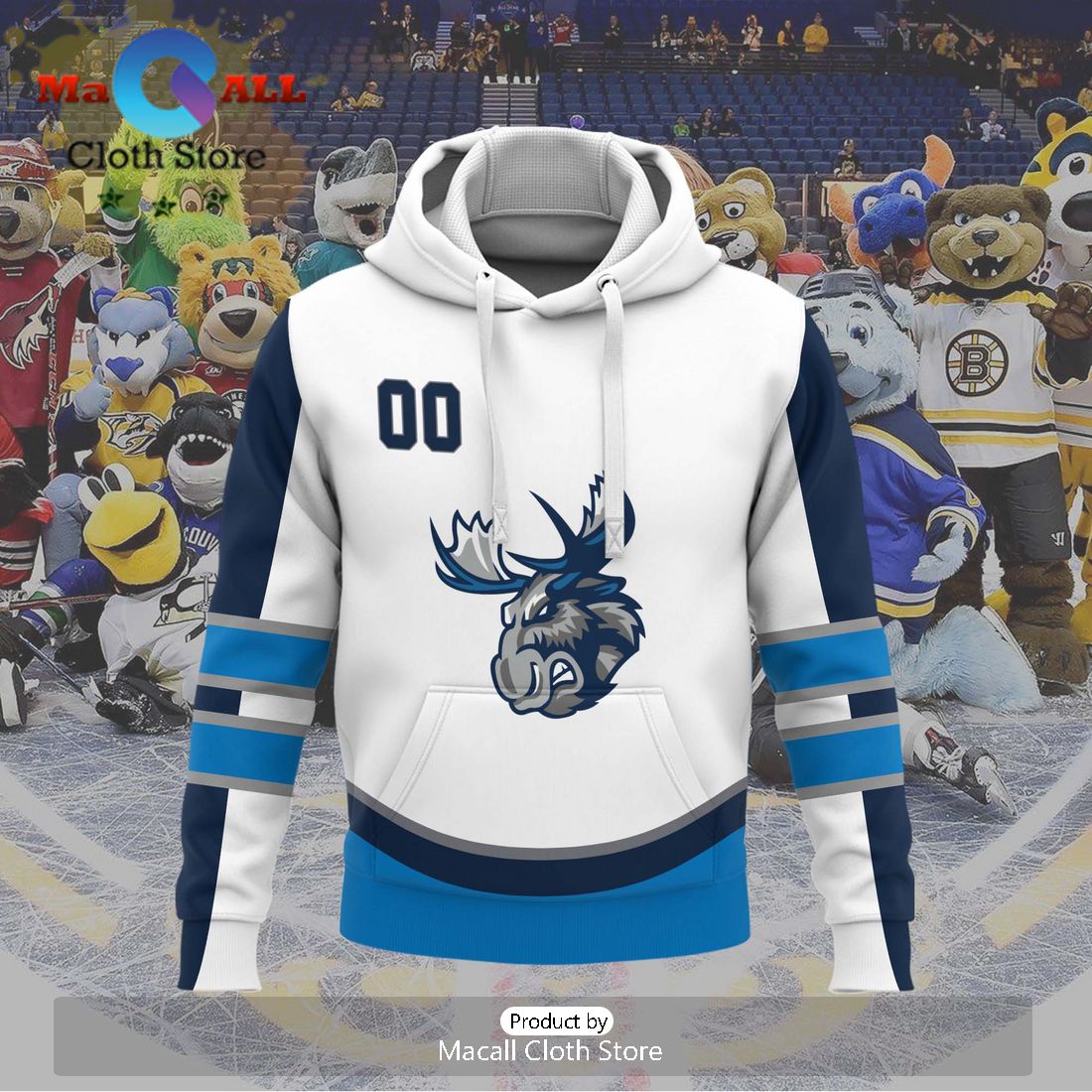 Personalized AHL Manitoba Moose 2024 White Hoodie