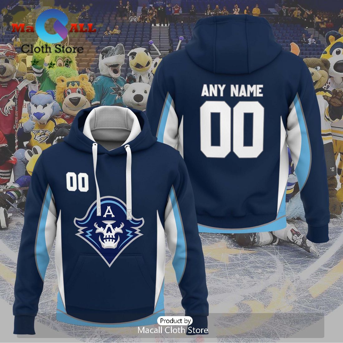 Personalized AHL Milwaukee Admirals 2024 Navy Hoodie