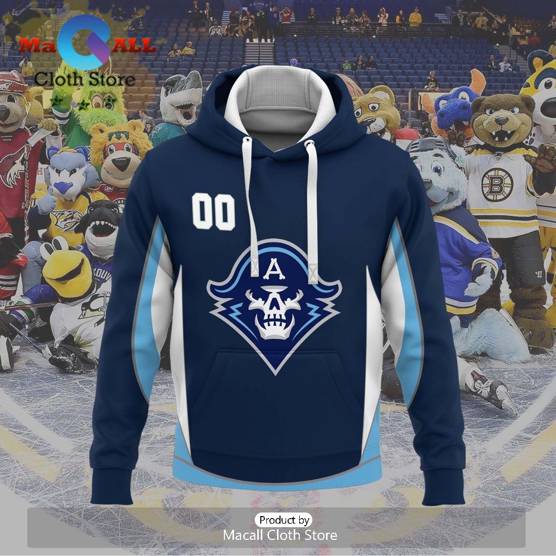 Personalized AHL Milwaukee Admirals 2024 Navy Hoodie