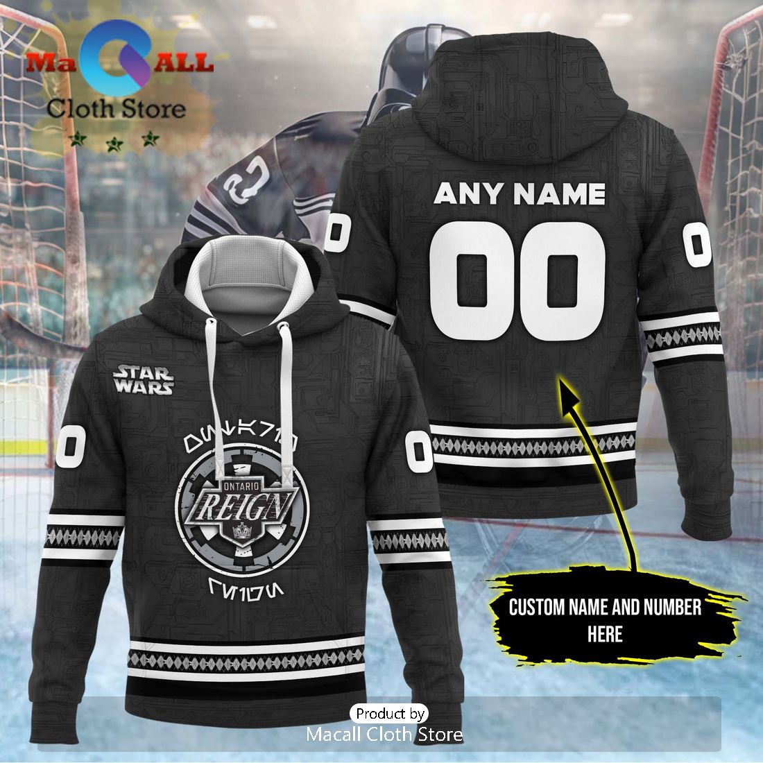 Personalized AHL Ontario Reign 2024 Black Hoodie