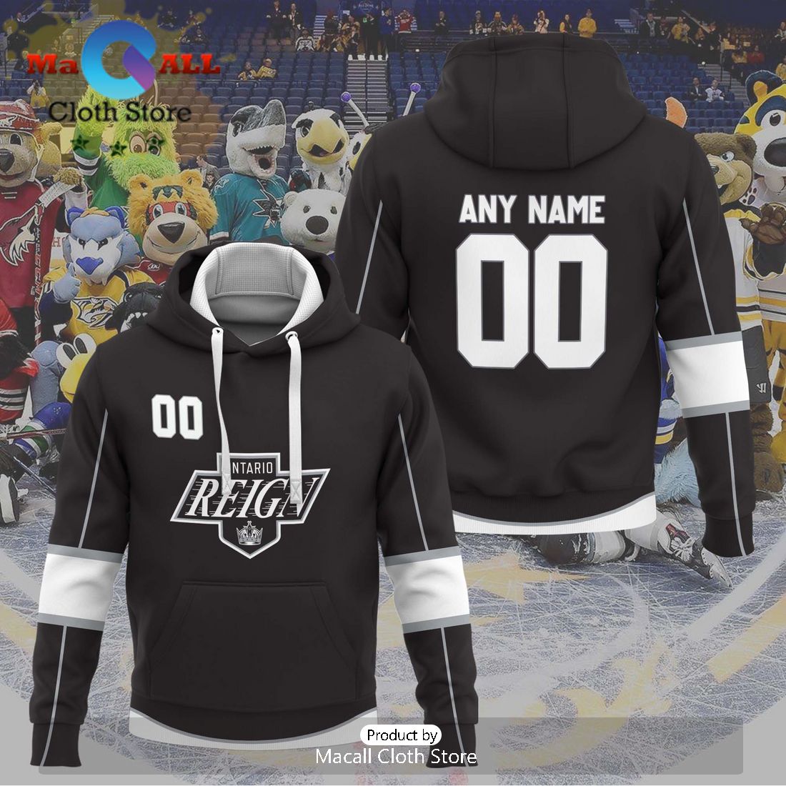 Personalized AHL Ontario Reign 2024 Grey Hoodie