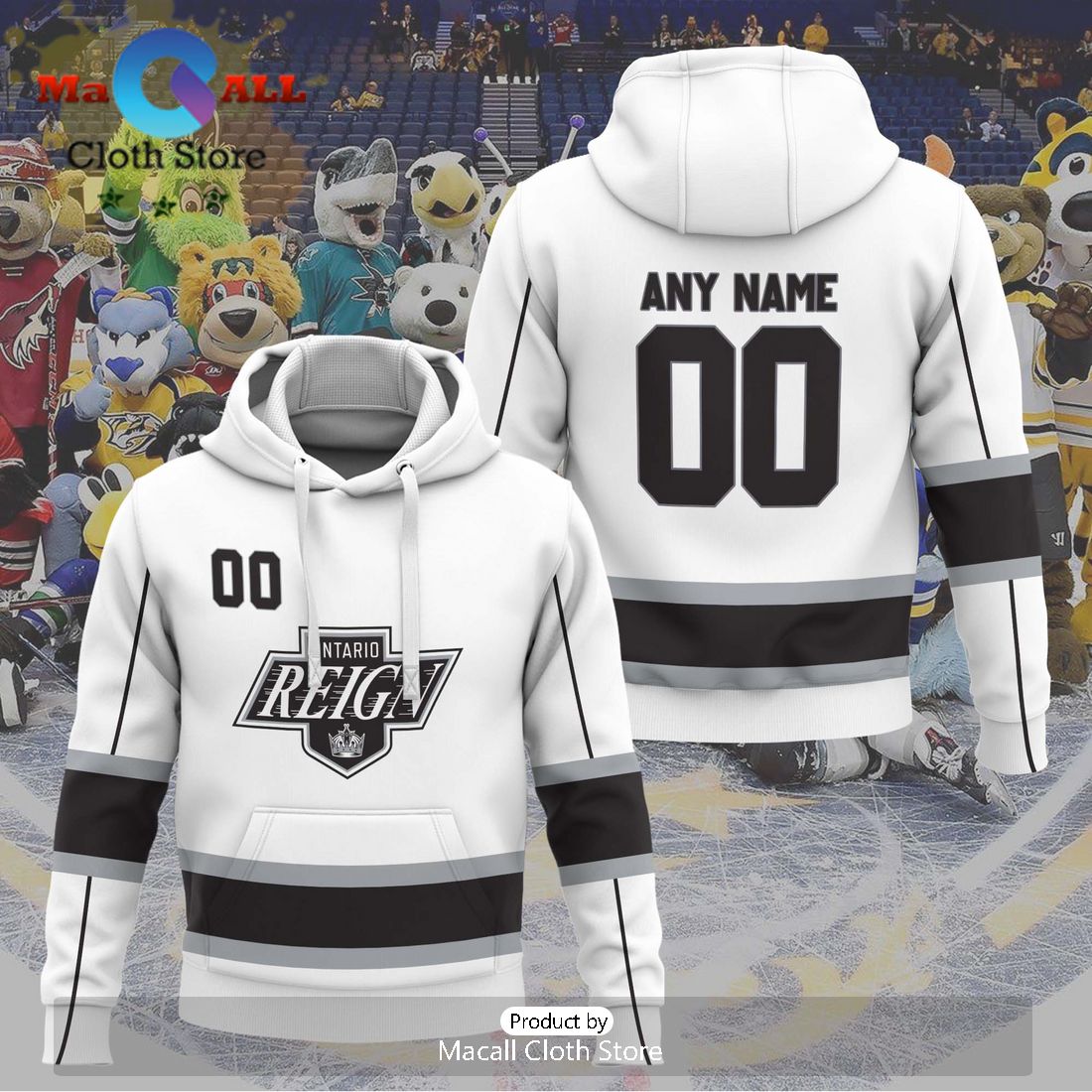 Personalized AHL Ontario Reign 2024 White Hoodie