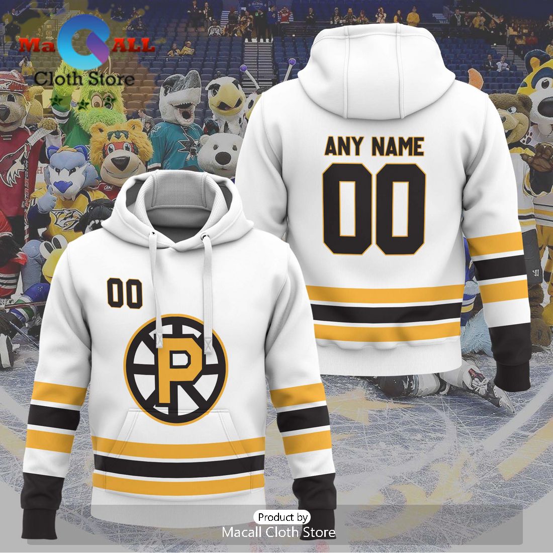 Personalized AHL Providence Bruins 2024 White Hoodie
