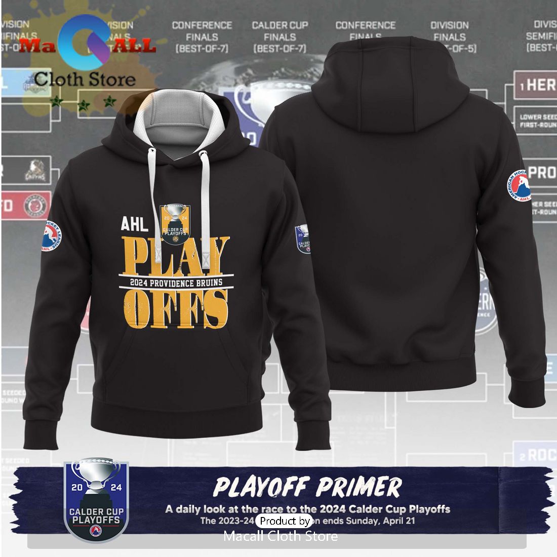 Personalized AHL Providence Bruins Play offs Black Hoodie