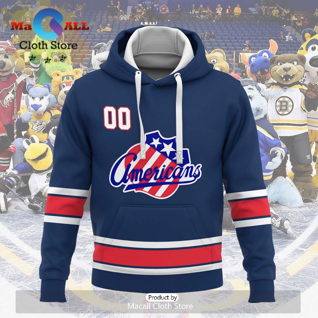 Personalized AHL Rochester Americans 2024 Navy Hoodie