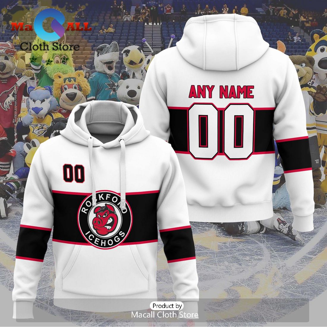 Personalized AHL Rockford IceHogs 2024 White Hoodie
