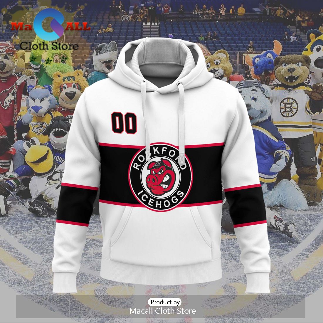 Personalized AHL Rockford IceHogs 2024 White Hoodie