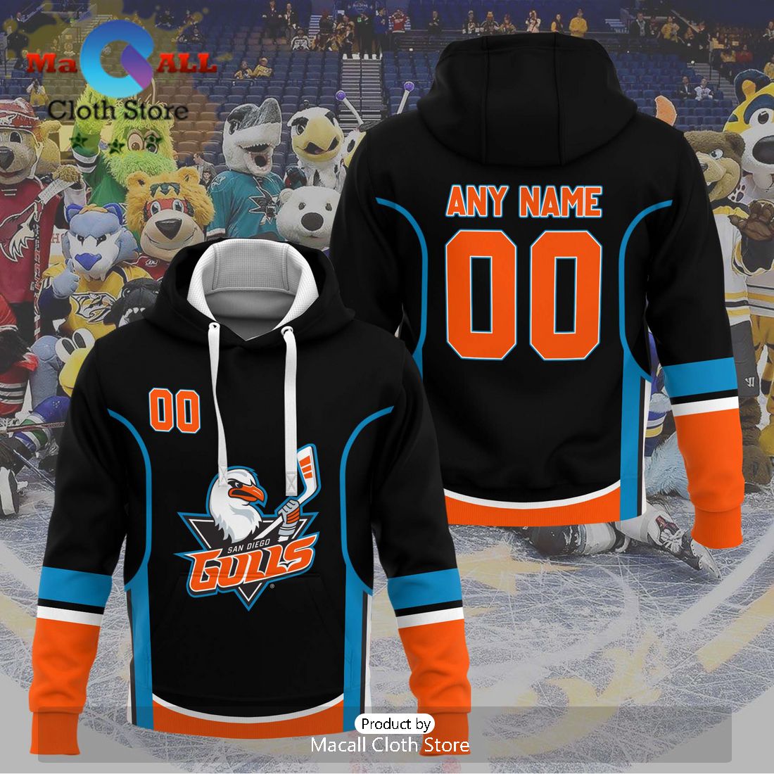 Personalized AHL San Diego Gulls 2024 Black Hoodie