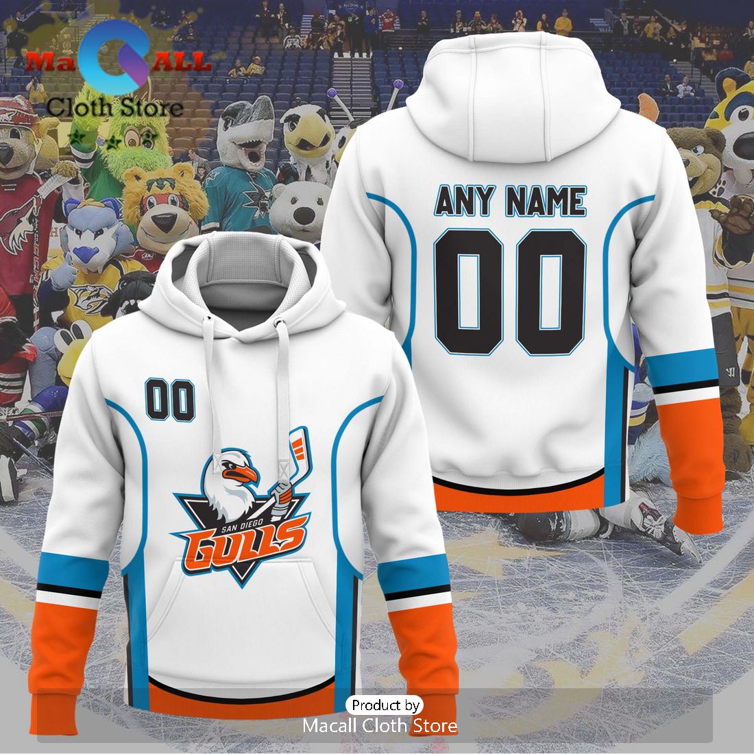 Personalized AHL San Diego Gulls 2024 White Hoodie