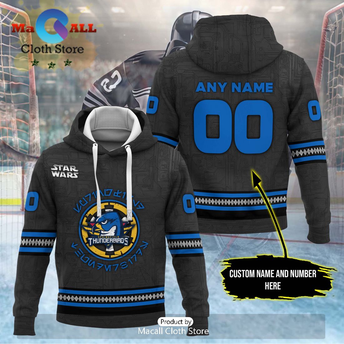 Personalized AHL Springfield Thunderbirds 2024 Black Hoodie