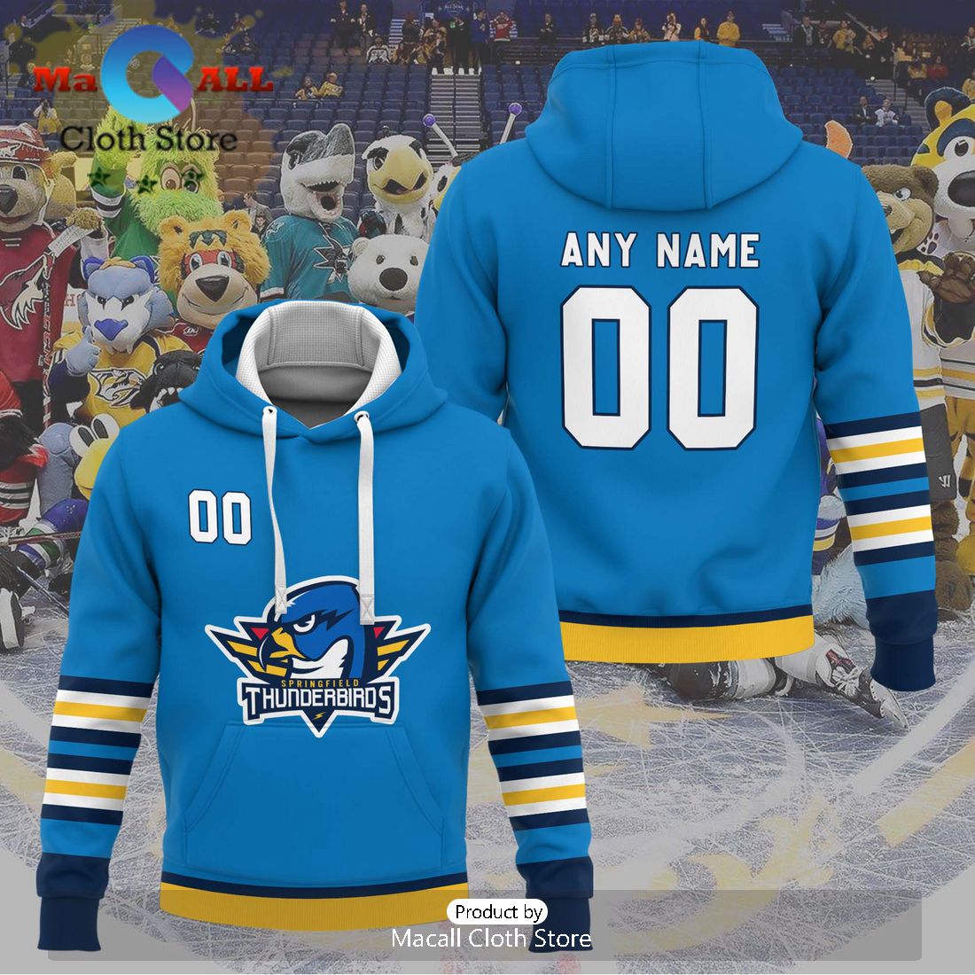 Personalized AHL Springfield Thunderbirds 2024 Blue Hoodie