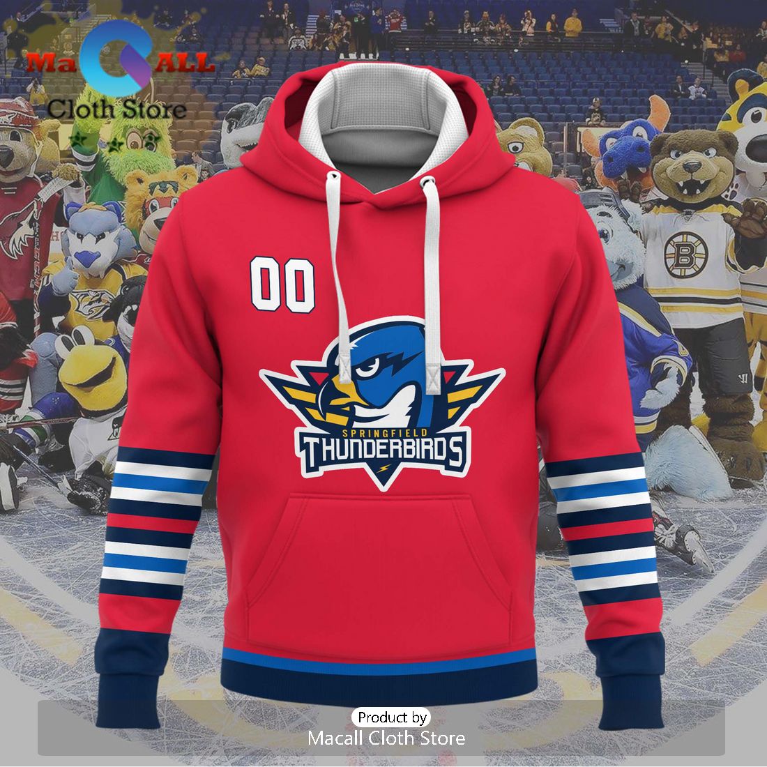 Personalized AHL Springfield Thunderbirds 2024 Red Hoodie