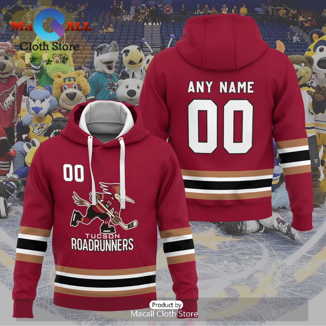 Personalized AHL Tucson Roadrunners 2024 Red Hoodie