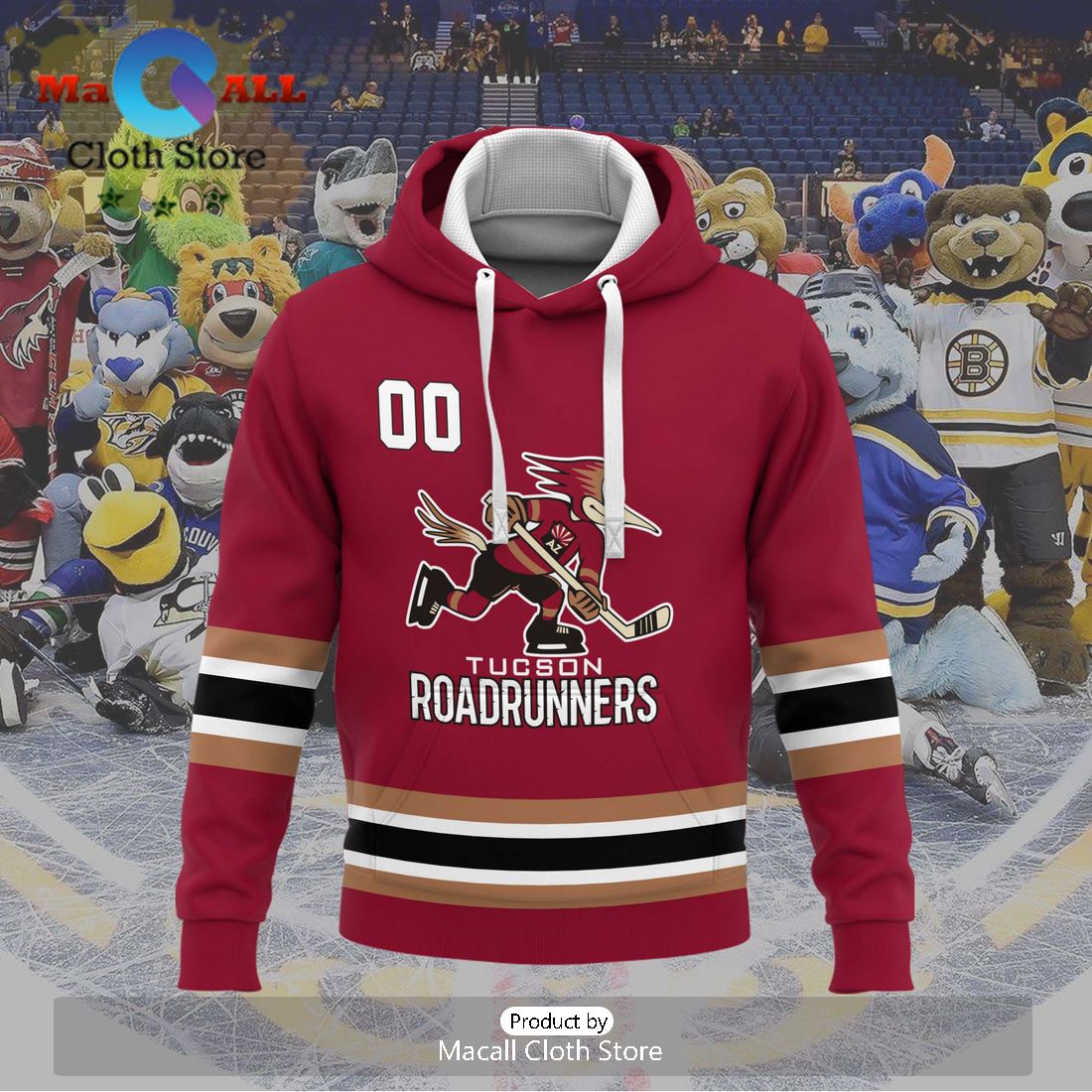 Personalized AHL Tucson Roadrunners 2024 Red Hoodie