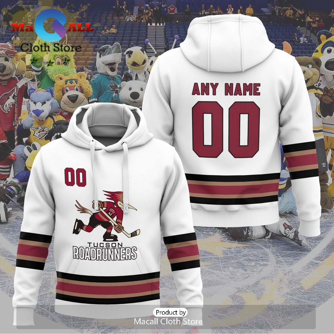 Personalized AHL Tucson Roadrunners 2024 White Hoodie
