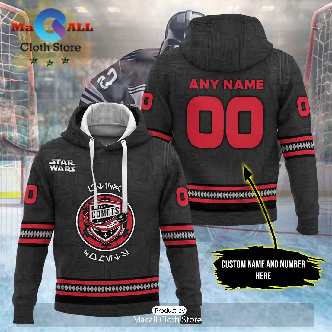 Personalized AHL Utica Comets 2024 Black Hoodie