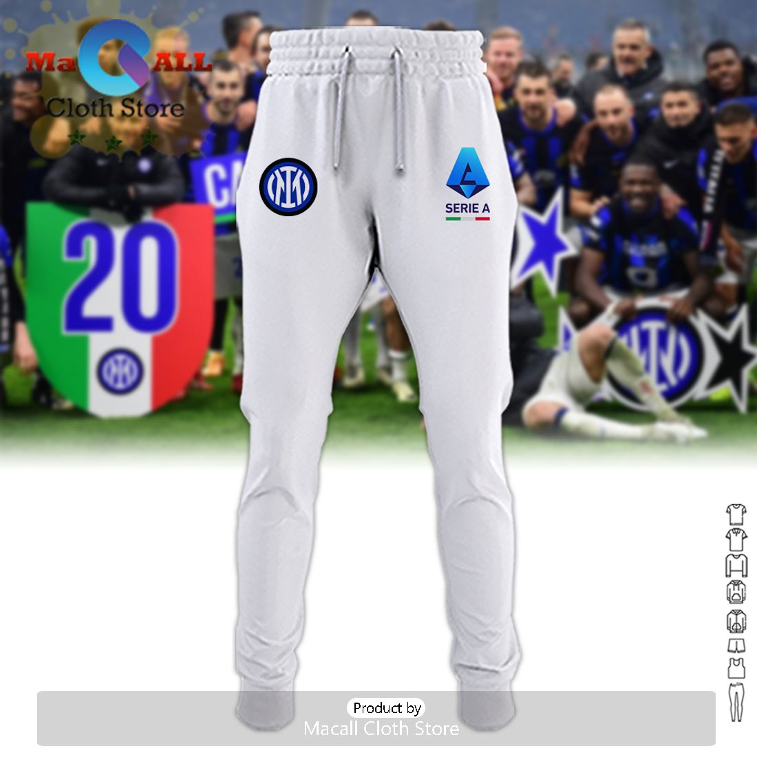 23-24 Campioni Inter Milan D’Italia White Hoodie And Pants