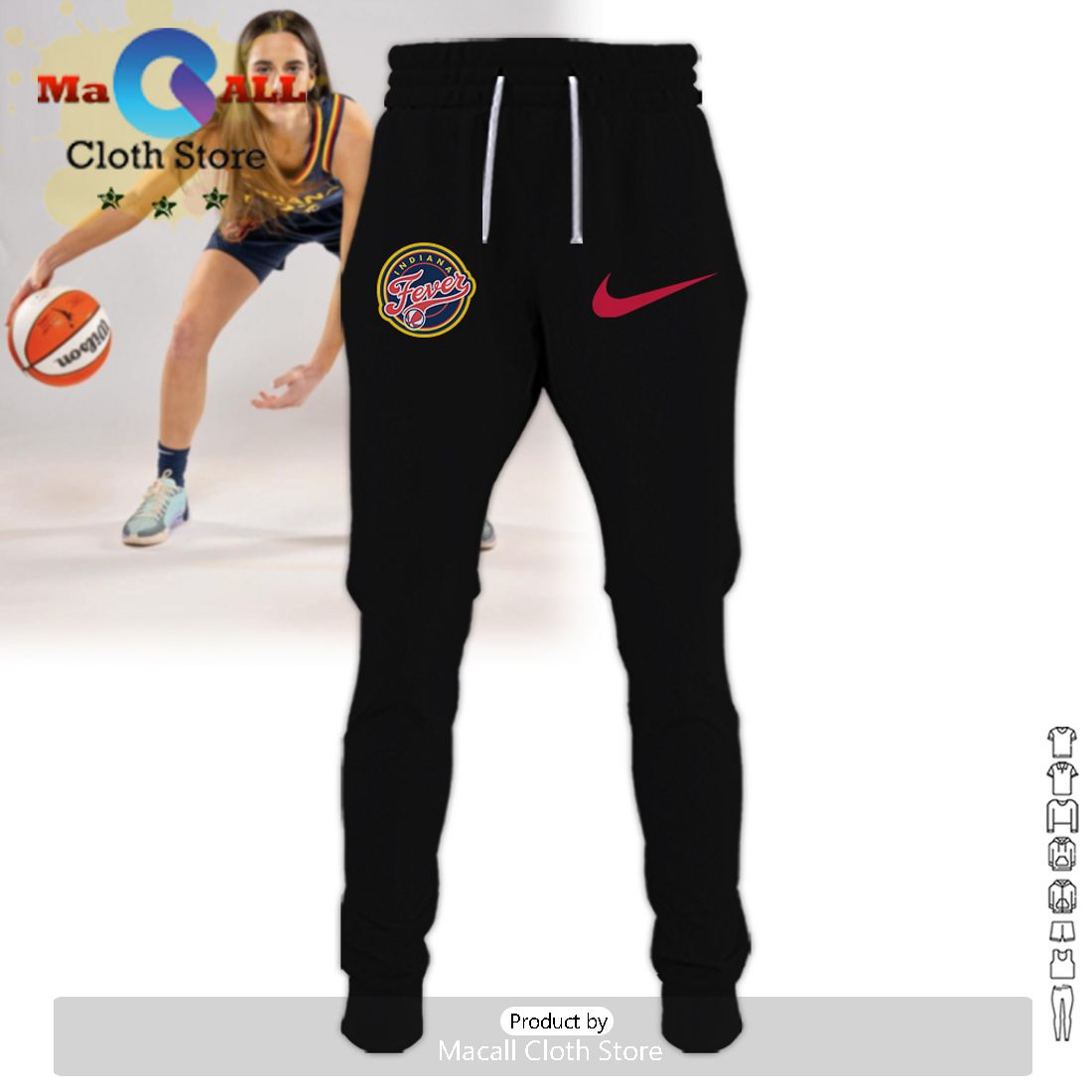 Caitlin Clark Indiana Fever All Over Printed Black Hoodie And Pants