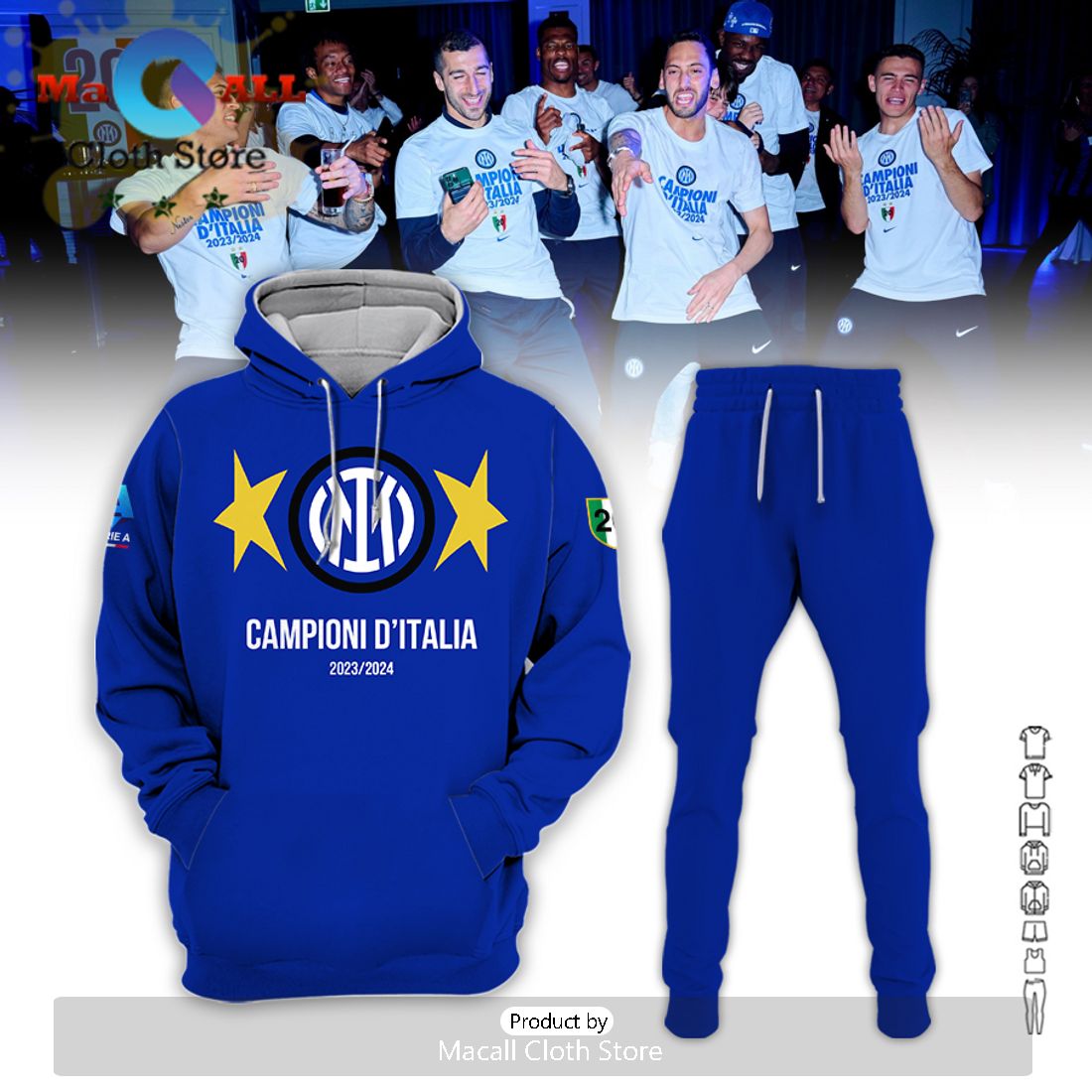 Campioni D’Italia 2024 Inter Milan Blue Hoodie And Pants