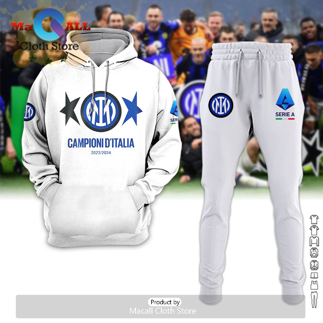 Inter Milan 23-24 Campioni D’Italia Black Hoodie And Pants Design