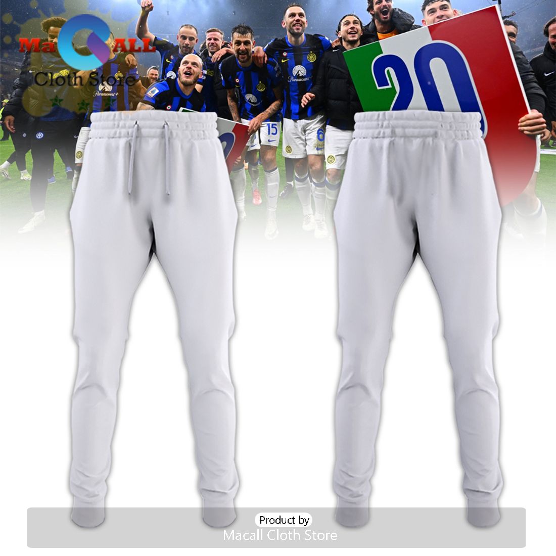 Serie A Champions Inter Milan All Over Printed White Hoodie And Pants