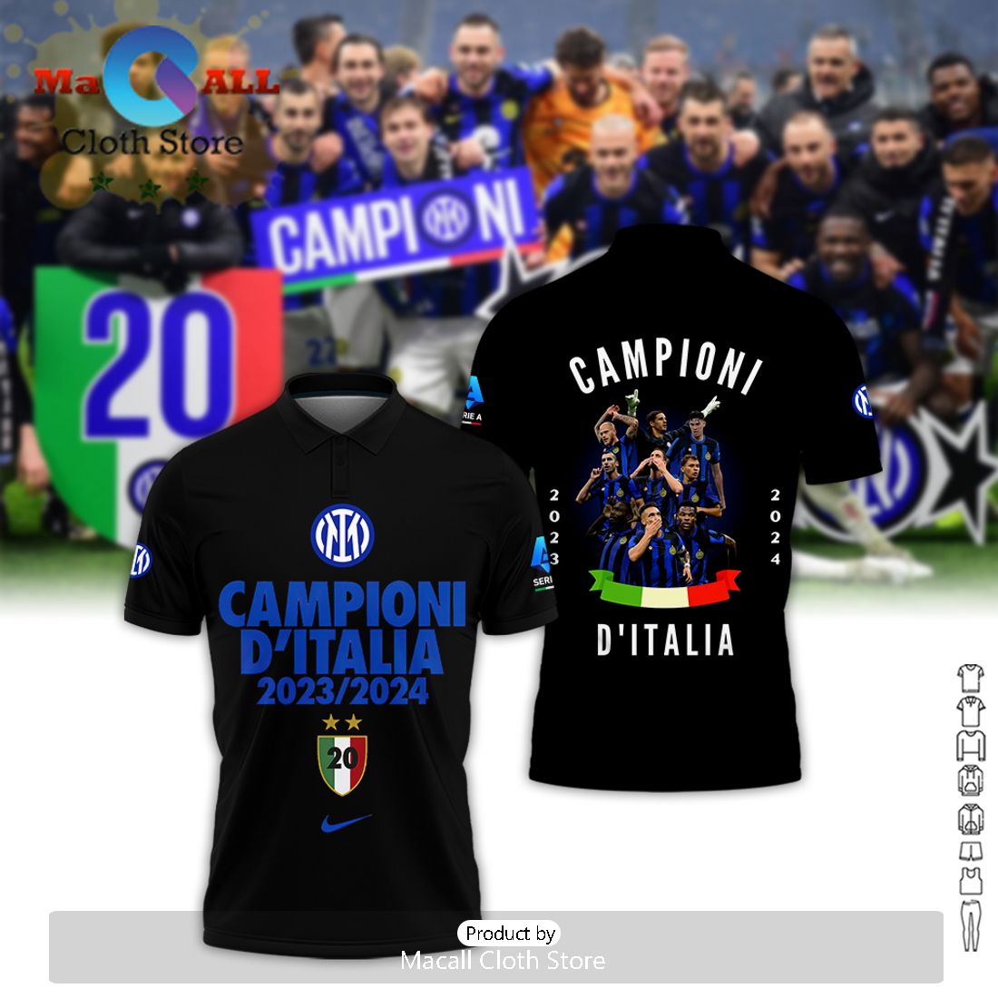 23-24 Campioni Inter Milan D’Italia Black Polo