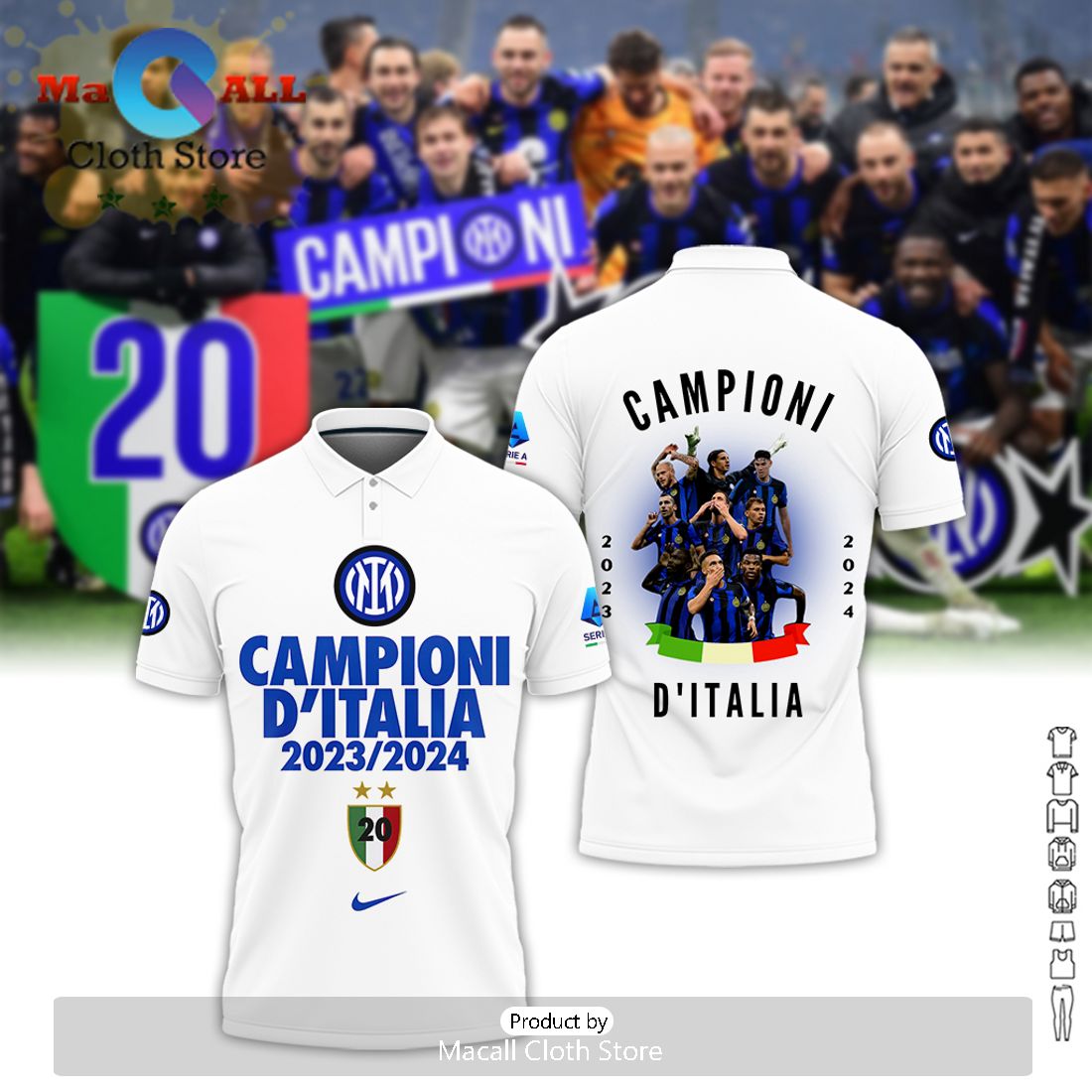 23-24 Campioni Inter Milan D’Italia White Polo