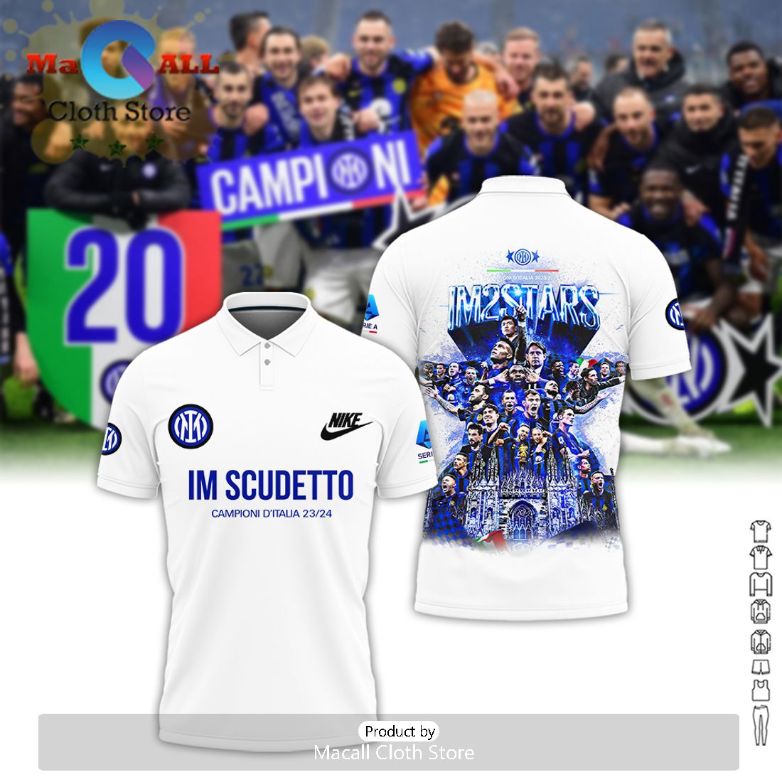 Inter Milan D’Italia 23-24 Campioni White Polo