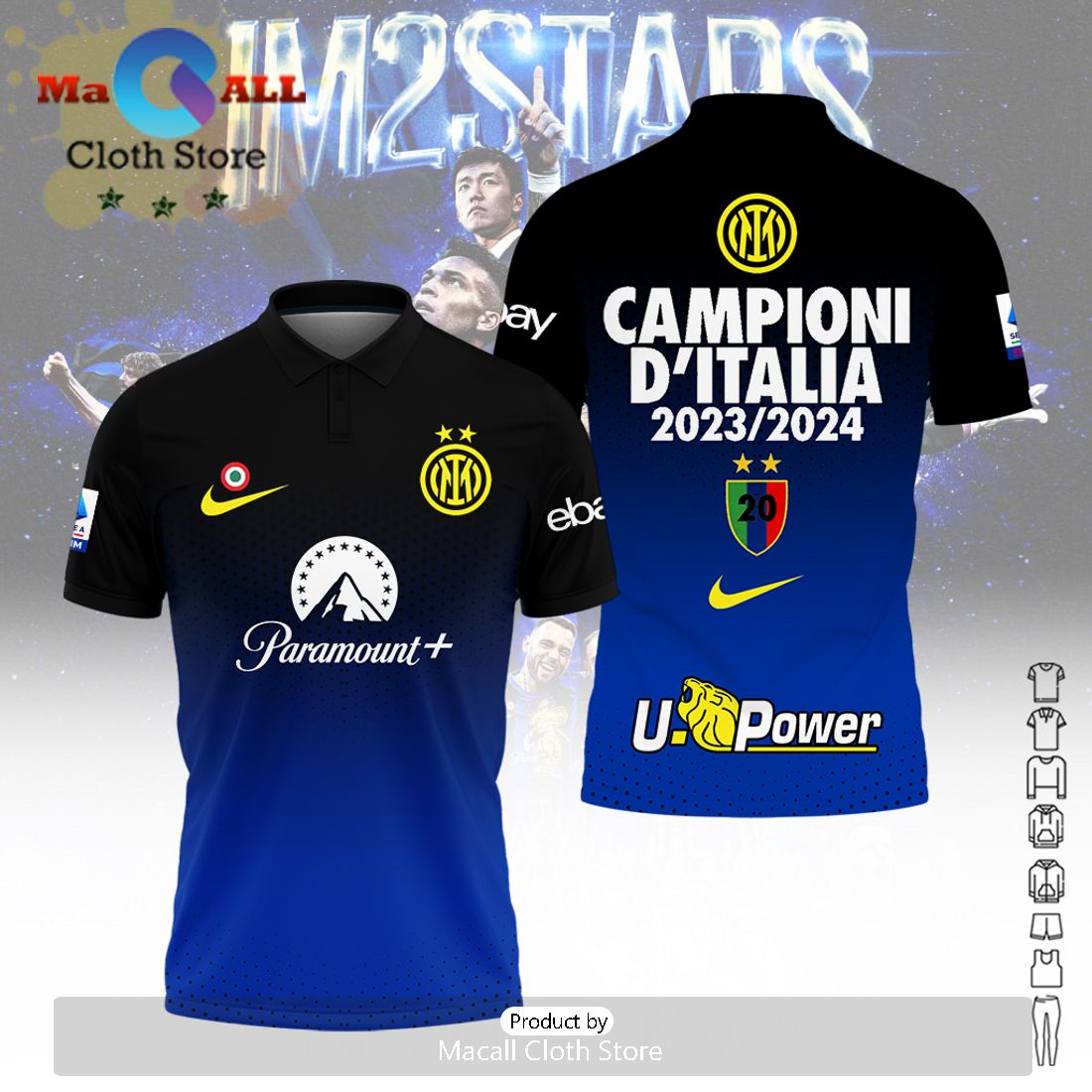 Inter Milan Serie A Champions Campioni D’Italia Gradient Polo