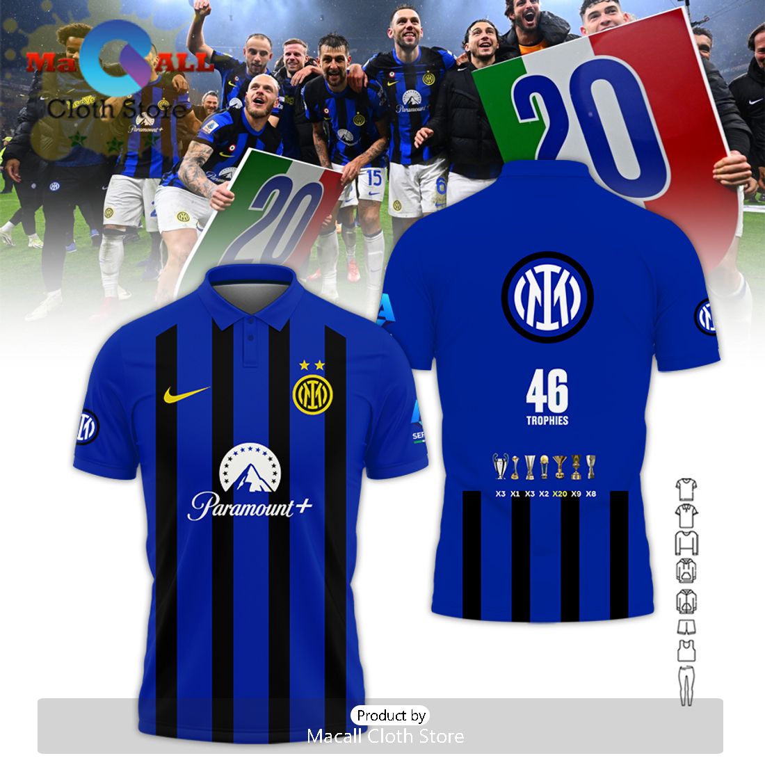 Paramount Inter Milan Serie A Champions Navy Polo