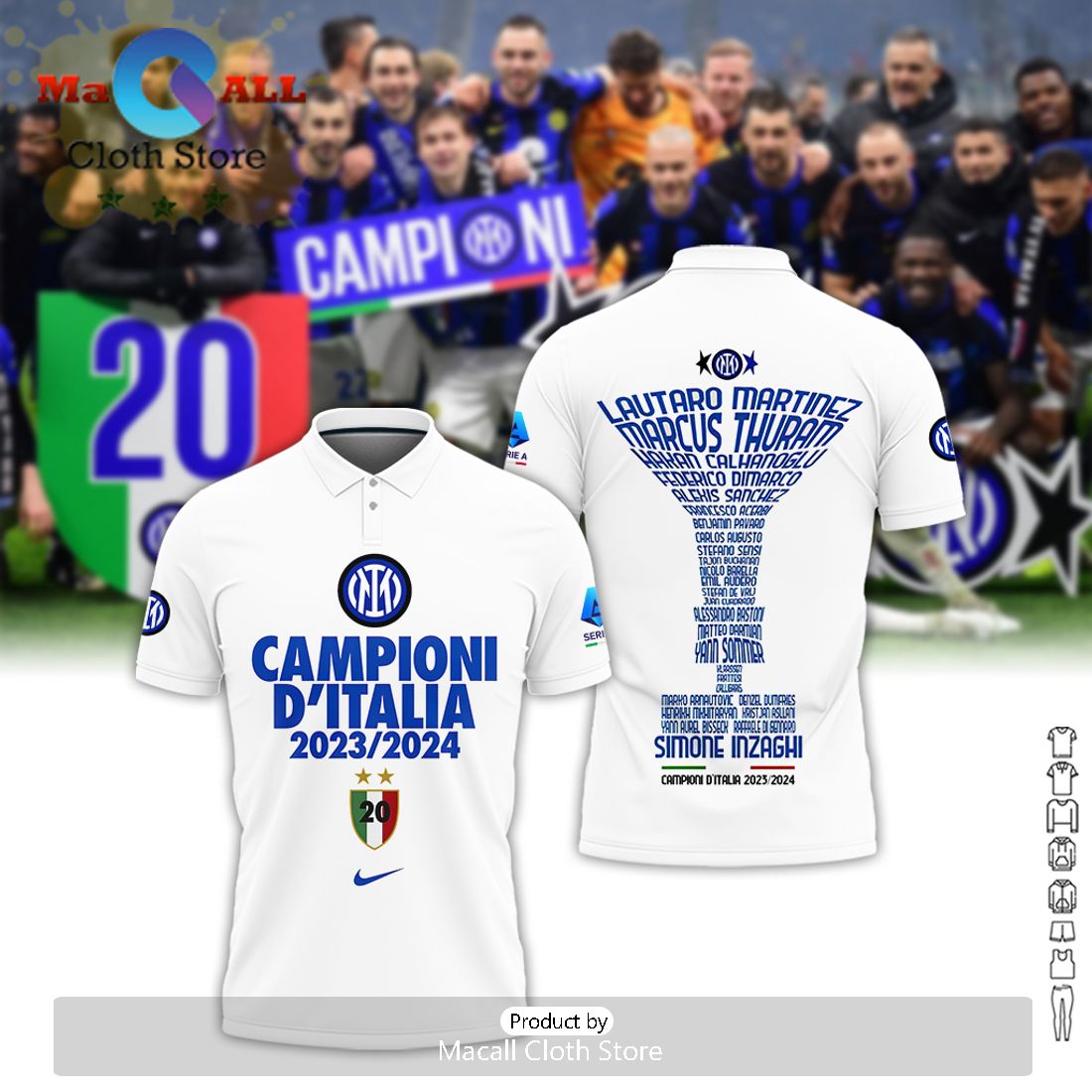 Premium Inter Milan D’Italia 23-24 Campioni White Polo