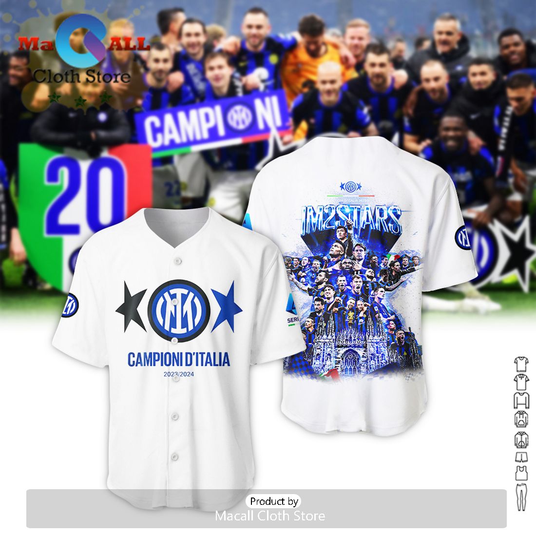 Inter Milan 23-24 Campioni D’Italia Black Baseball Jersey Design