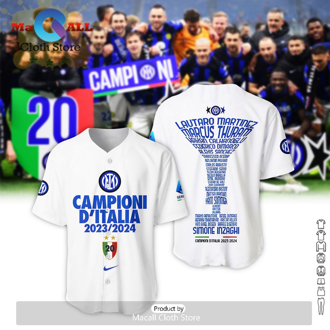 Premium Inter Milan D’Italia 23-24 Campioni White Baseball Jersey