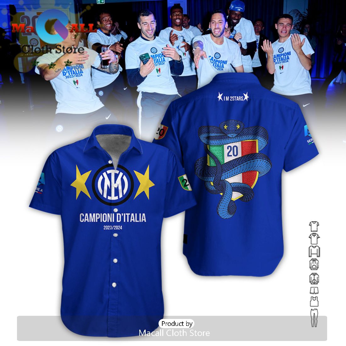 Campioni D’Italia 2024 Inter Milan Blue Hawaiian Shirt