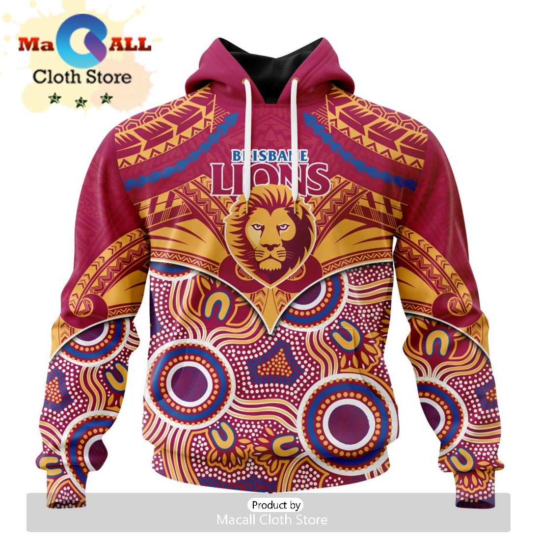 AFL Brisbane Lions Special Indigenous Mix Polynesian Hoodie